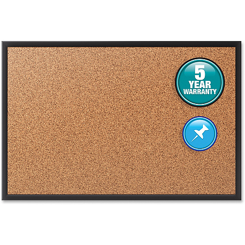 Quartet Classic Series Bulletin Board 36" Board Height x 60" Board Width - Brown Natural Cork Surface - Self-healing, Durable, Sturdy - Black Aluminum Frame - 1 Each (2305B)
