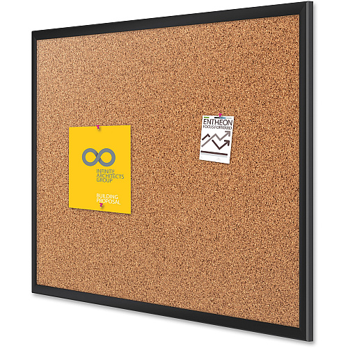 Quartet Classic Series Bulletin Board 36" Board Height x 60" Board Width - Brown Natural Cork Surface - Self-healing, Durable, Sturdy - Black Aluminum Frame - 1 Each (2305B)
