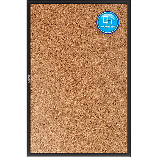Quartet Classic Series Bulletin Board 48" Board Height x 72" Board Width - Brown Natural Cork Surface - Self-healing, Durable, Sturdy - Black Aluminum Frame - 1 Each (2307B)