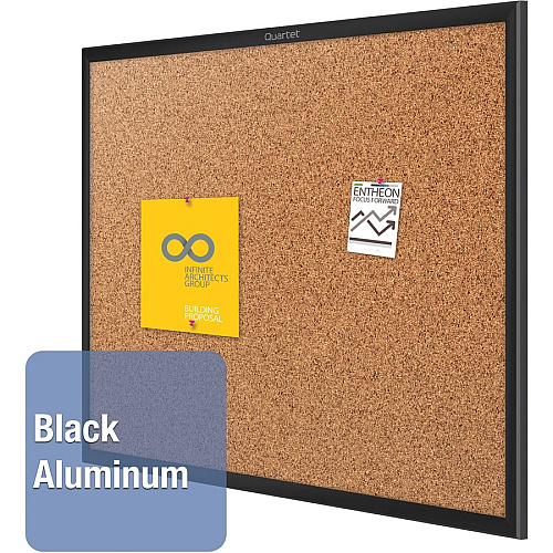 Quartet Classic Series Bulletin Board 48" Board Height x 96" Board Width - Brown Natural Cork Surface - Self-healing, Durable, Sturdy - Black Aluminum Frame - 1 Each (2308B)