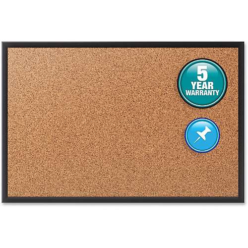 Quartet Classic Series Bulletin Board 48" Board Height x 96" Board Width - Brown Natural Cork Surface - Self-healing, Durable, Sturdy - Black Aluminum Frame - 1 Each (2308B)