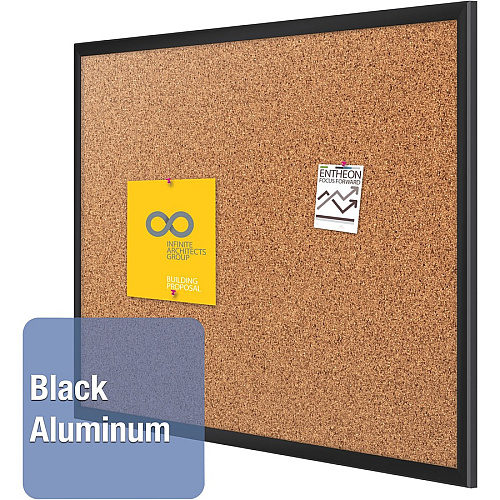Quartet Classic Series Bulletin Board 48" Board Height x 96" Board Width - Brown Natural Cork Surface - Self-healing, Durable, Sturdy - Black Aluminum Frame - 1 Each (2308B)