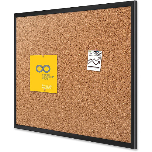 Quartet Classic Series Bulletin Board 48" Board Height x 96" Board Width - Brown Natural Cork Surface - Self-healing, Durable, Sturdy - Black Aluminum Frame - 1 Each (2308B)