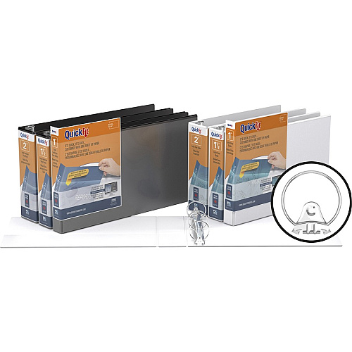 QuickFit Round Ring Deluxe Letter Spreadsheet Binder 1" Binder Capacity - Letter - 8 1/2" x 11" Sheet Size - Fastener(s): Round Ring - Pocket(s): 2, Internal - Horizontal Orientation - Polypropylene - White - Recycled - Spine Label, Ink-transfer R (97110)