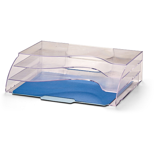 Officemate Clear Wave 2-way Desktop Organizer 3 Compartment(s) - 3 Tier(s) - 11.25" Height x 13" Width x 3.63" Depth - Desktop - Clear - Plastic - 1 Each (22904)