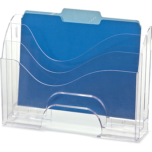 Officemate Clear Wave 2-way Desktop Organizer 3 Compartment(s) - 3 Tier(s) - 11.25" Height x 13" Width x 3.63" Depth - Desktop - Clear - Plastic - 1 Each (22904)