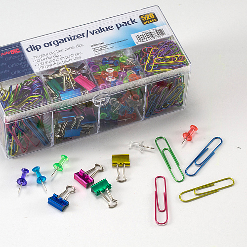 Officemate 520PC Clip Organizer Value Pack Assorted - 520 / Pack (97301)
