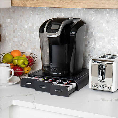 Mind Reader EMS Mind 3-drawer Coffee Pod Organizer 36 x Coffee Pod - 3 Drawer(s) - 13.50" Height x 13.25" Width x 3.25" Depth - Counter - Heat Resistant - 1 Each (TRY3PCBLK)