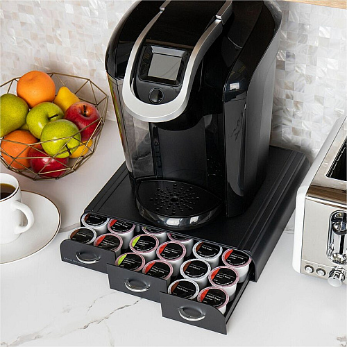 Mind Reader EMS Mind 3-drawer Coffee Pod Organizer 36 x Coffee Pod - 3 Drawer(s) - 13.50" Height x 13.25" Width x 3.25" Depth - Counter - Heat Resistant - 1 Each (TRY3PCBLK)