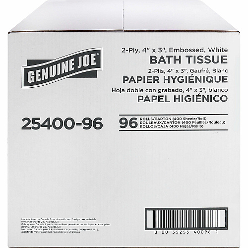 Genuine Joe® Standard Toilet Paper, 2-Ply, 400 Sheets, 96 Rolls (GJO2540096)