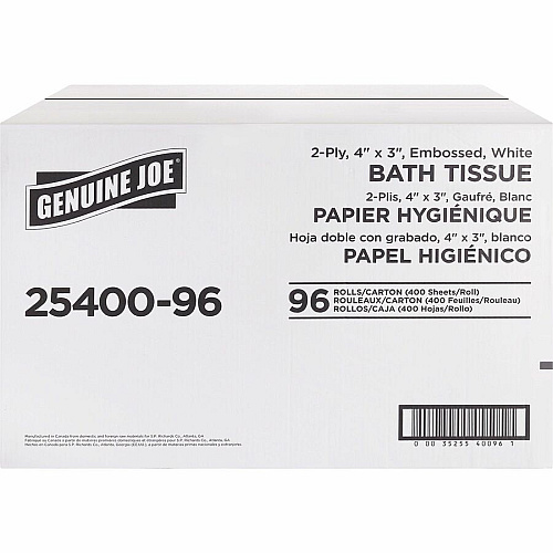 Genuine Joe® Standard Toilet Paper, 2-Ply, 400 Sheets, 96 Rolls (GJO2540096)