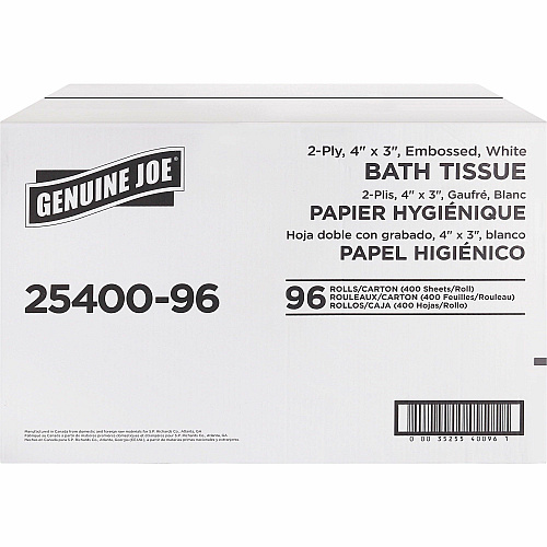 Genuine Joe® Standard Toilet Paper, 2-Ply, 400 Sheets, 96 Rolls (GJO2540096)