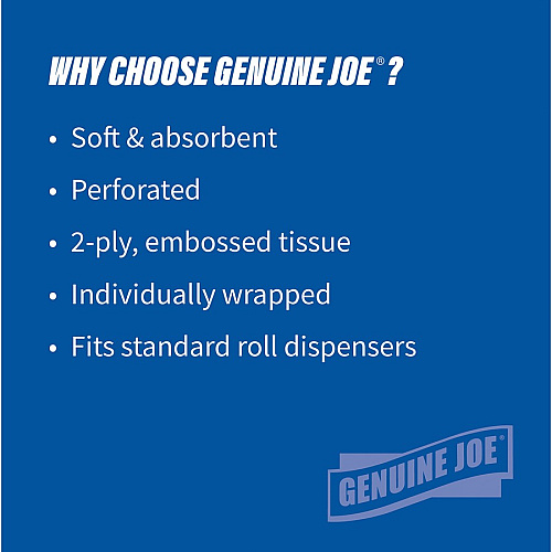Genuine Joe® Standard Toilet Paper, 2-Ply, 500 Sheets, 96 Rolls (GJO2550096)