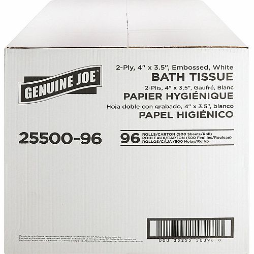 Genuine Joe® Standard Toilet Paper, 2-Ply, 500 Sheets, 96 Rolls (GJO2550096)