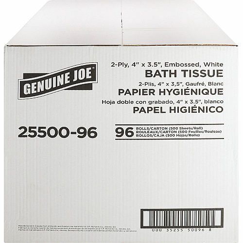 Genuine Joe® Standard Toilet Paper, 2-Ply, 500 Sheets, 96 Rolls (GJO2550096)
