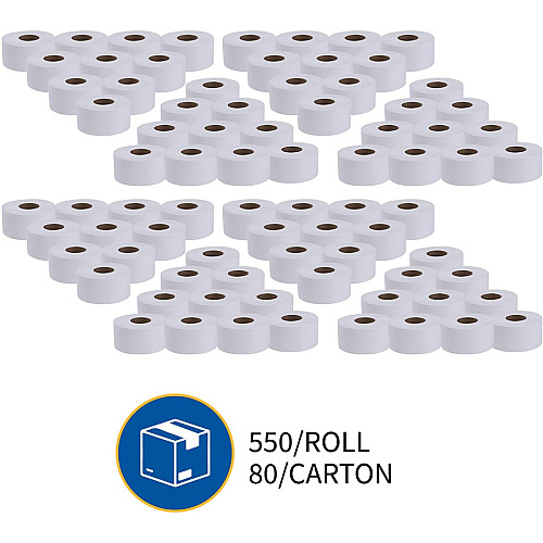Genuine Joe&reg; Jumbo Toilet Paper, 2-Ply, 650-ft. Rolls, 12 Rolls 2 Ply - 3.30" Width x 650 ft Length - 3 19/64" Core - White - 12 / Carton (GJO2565012)