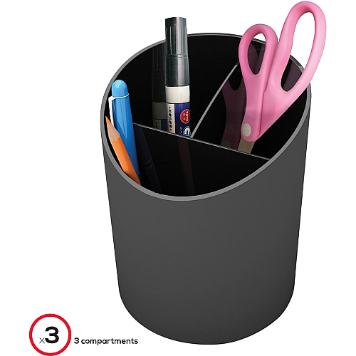 Deflecto Sustainable Office Recycled Large Pencil Cup 5.6" Height x 4.4" Width x 4.4" Length - Black - 1 Each (34204)