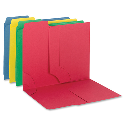 Smead SuperTab 1/3 Tab Cut Letter Recycled Top Tab File Folder 8 1/2" x 11" - 3 Internal Pocket(s) - 11 pt. - 1 Plys - Blue, Red, Green, Yellow - Flap - 10% Recycled - 12 / Pack (11905)