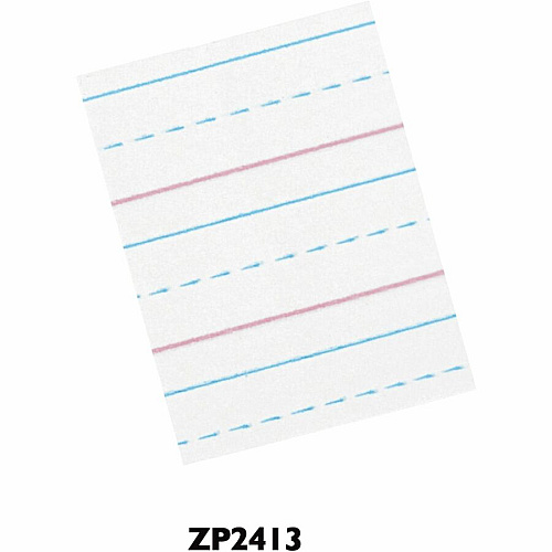 Zaner-Bloser Pacon Broken Midline Sulphite Paper 500 Sheets - 0.50" Ruled - 8" x 10 1/2" Sheet Size - White Paper - 500 / Ream (ZP2413)