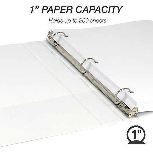 Samsill Economy 1 Inch 3 Ring Binder, Made in the USA, Round Ring Binder, Non-Stick Customizable Cover, White, 6 Pack 1" Binder Capacity - 200 Sheet Capacity - 3 Ring(s) - Fastener(s): Round Ring - Polypropylene, Chipboard, Plastic - White - 4.02 (I08537)