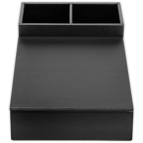 Dacasso Classic Leather Coffee Condiment Organizer Removable Lid - Black - Leather - 1 Each (A1028)