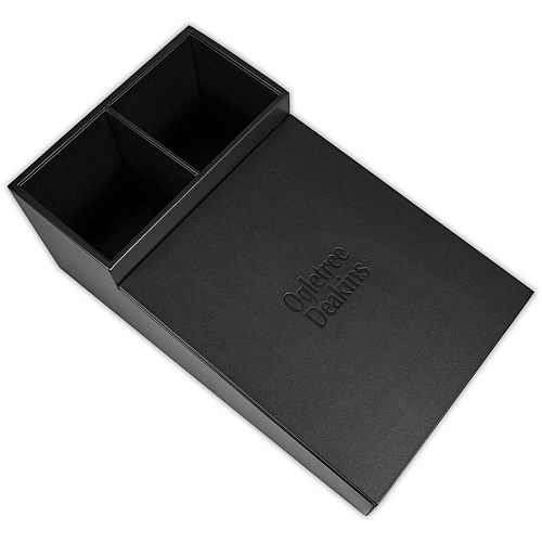 Dacasso Classic Leather Coffee Condiment Organizer Removable Lid - Black - Leather - 1 Each (A1028)