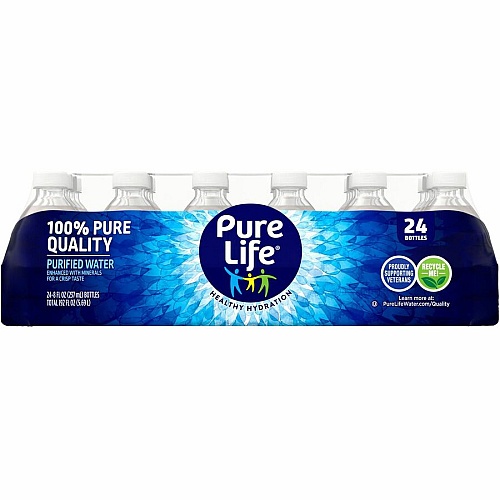 Pure Life Purified Bottled Water Ready-to-Drink - 8 fl oz (237 mL) - 24 / Carton (194627)
