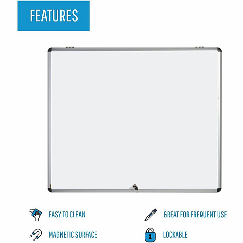 MasterVision Enclore Hinged Magnetic Aluminum Indoor Glazed Case 42.99" Board Height x 35.55" Board Width - Black Lacquered Steel Surface - Lightweight, Magnetic - Aluminum Frame - 45" Height x 37.5" Width - 1 Each (VT380109150)