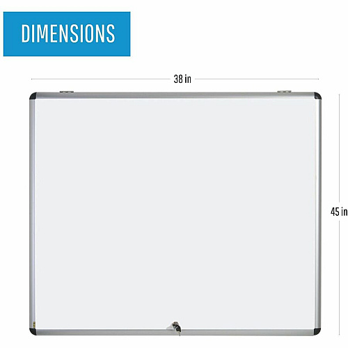 MasterVision Enclore Hinged Magnetic Aluminum Indoor Glazed Case 42.99" Board Height x 35.55" Board Width - Black Lacquered Steel Surface - Lightweight, Magnetic - Aluminum Frame - 45" Height x 37.5" Width - 1 Each (VT380109150)