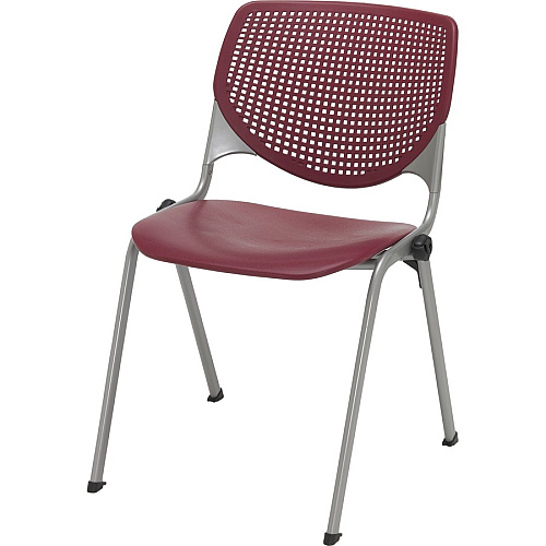 KFI Barstool with Polypropylene Seat and Back Burgundy Seat Color - Polypropylene Seat Material - Burgundy Back Color - Polypropylene Back Material - Silver Frame Color - 1 Each (BR2300P07)