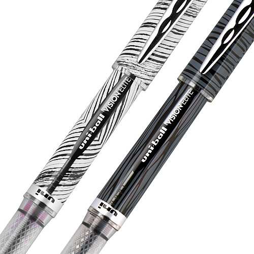 uni-ball uniball&trade; Vision Elite Designer Rollerball Pen 8 mm Bold Pen Point - Brown/Black, Black/Blue, Black/Red, Violet/Black Ink - Assorted Barrel - 4 / Pack (1858842)