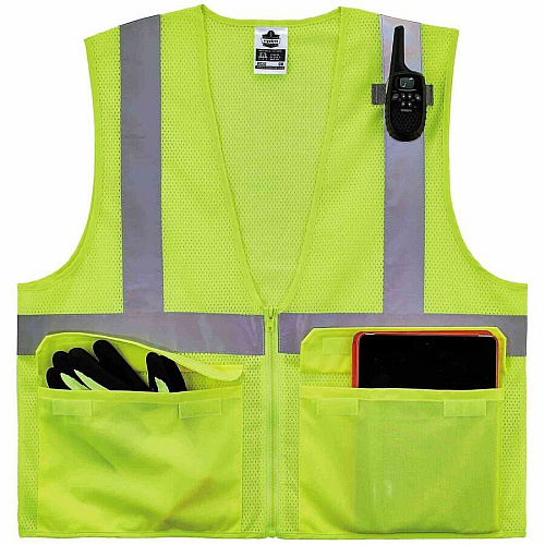 Ergodyne 8220Z Class 2 Standard Vest Large/Extra Large (L/XL) - Lime - Polyester Mesh (21125)