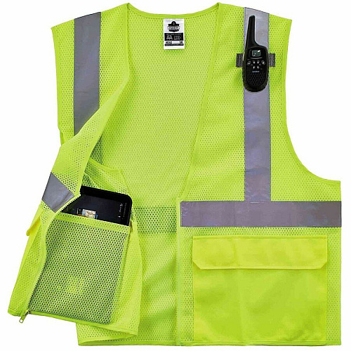 Ergodyne 8220Z Class 2 Standard Vest Large/Extra Large (L/XL) - Lime - Polyester Mesh (21125)
