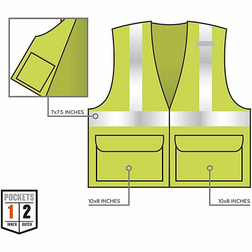 Ergodyne 8220Z Class 2 Standard Vest Large/Extra Large (L/XL) - Lime - Polyester Mesh (21125)