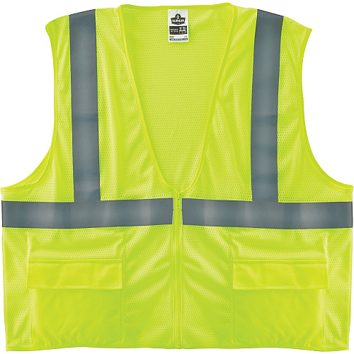 Ergodyne 8220Z Class 2 Standard Vest Large/Extra Large (L/XL) - Lime - Polyester Mesh (21125)