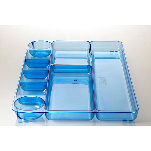 Officemate Blue Glacier Drawer Tray 9 Compartment(s) - 1.13" Height x 14" Width x 9" Depth - Desktop - Transparent Blue - 1 Each (23216)