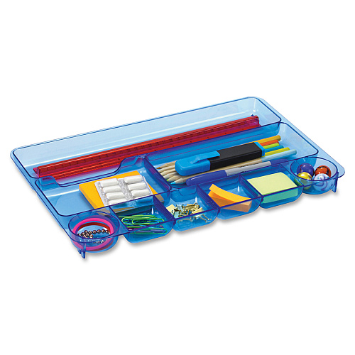 Officemate Blue Glacier Drawer Tray 9 Compartment(s) - 1.13" Height x 14" Width x 9" Depth - Desktop - Transparent Blue - 1 Each (23216)