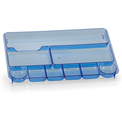Officemate Blue Glacier Drawer Tray 9 Compartment(s) - 1.13" Height x 14" Width x 9" Depth - Desktop - Transparent Blue - 1 Each (23216)