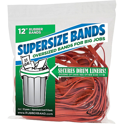 Alliance Rubber SuperSize Bands Size: Large - 12" Length x 0.3" Width - Reusable, Heavy Duty, Environmentally Friendly, Elastic, Strong, Stretchable - Latex - Red - 18 / Pack (08994)