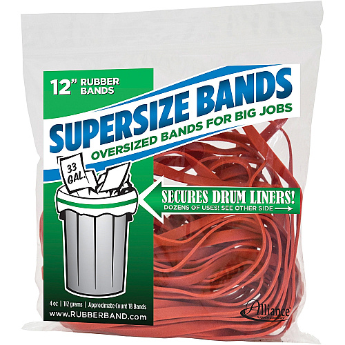 Alliance Rubber SuperSize Bands Size: Large - 12" Length x 0.3" Width - Reusable, Heavy Duty, Environmentally Friendly, Elastic, Strong, Stretchable - Latex - Red - 18 / Pack (08994)