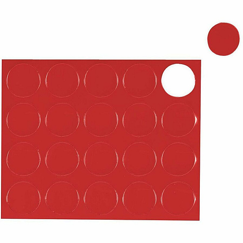 MasterVision Magnetic Color Coding Dots 3/4" Diameter - Round - Red - Vinyl - 20 / Pack (FM1604)