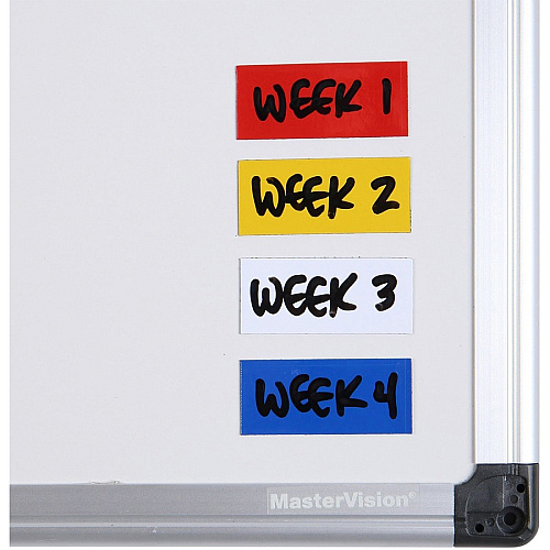 MasterVision 2" Magnetic Dry Erase Strips 0.88" Length x 2" Width - White - For Board, Color Coding - 25 / Pack (FM2418)