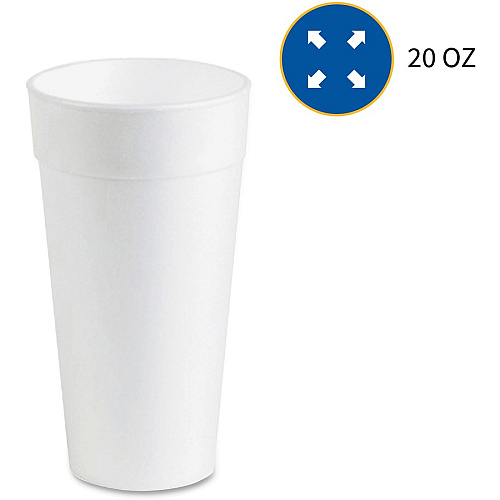 Genuine Joe 20 oz Foam Cups 20 fl oz - White - Styrofoam - Hot Drink, Cold Drink - 500 / Carton (GJO25250)