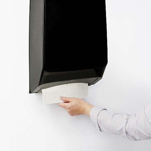 Scott Scott Scottfold Folded Towel Dispenser 18.8" Height x 10.7" Width x 5.5" Depth - Black - Key Lock, Translucent, See-through Design - 1 Each (39711)