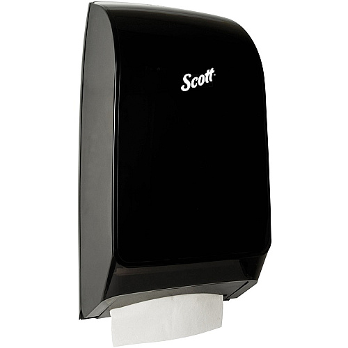 Scott Scott Scottfold Folded Towel Dispenser 18.8" Height x 10.7" Width x 5.5" Depth - Black - Key Lock, Translucent, See-through Design - 1 Each (39711)