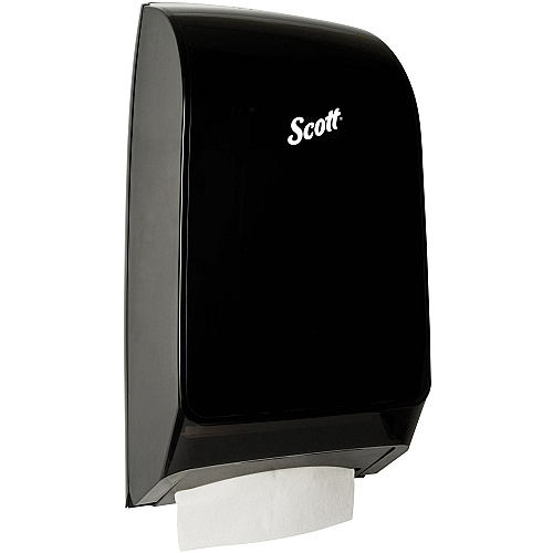 Scott Scott Scottfold Folded Towel Dispenser 18.8" Height x 10.7" Width x 5.5" Depth - Black - Key Lock, Translucent, See-through Design - 1 Each (39711)