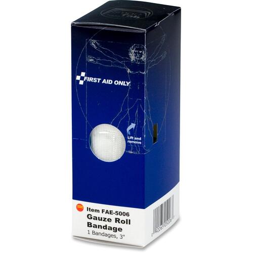 First Aid Only 3" Gauze Roll Bandage 3" Width x 12 ft Length - White - 1 / Box (FAE5006)