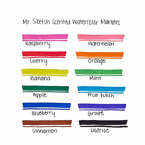 Mr. Sketch Scented Watercolor Markers Bevel, Chisel Marker Point - Assorted Ink - 12 / Set (1905069A)