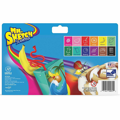 Mr. Sketch Scented Watercolor Markers Bevel, Chisel Marker Point - Assorted Ink - 12 / Set (1905069A)