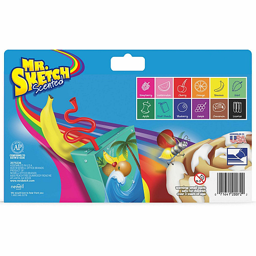 Mr. Sketch Scented Watercolor Markers Bevel, Chisel Marker Point - Assorted Ink - 12 / Set (1905069A)